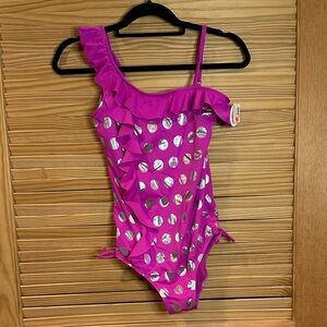 Justice Pink Swimsuit with Silver Dots (New with Tags)